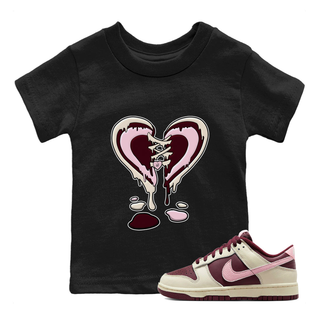 Dunk Valentines Day Sneaker Match Tees Melting Heart Sneaker Tees Nike Dunk Valentine's Day Sneaker SNRT Sneaker Tees Kids Shirts