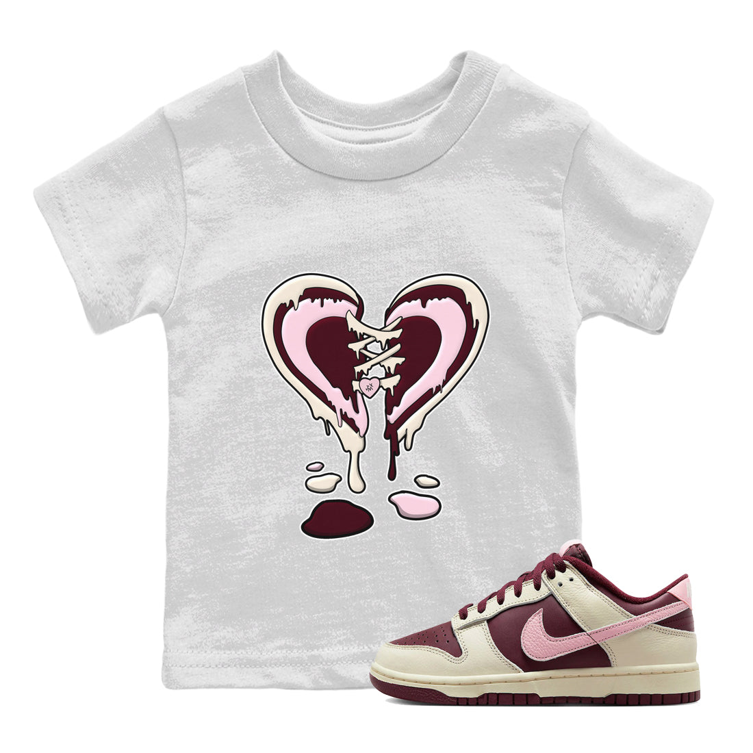 Dunk Valentines Day Sneaker Match Tees Melting Heart Sneaker Tees Nike Dunk Valentine's Day Sneaker SNRT Sneaker Tees Kids Shirts
