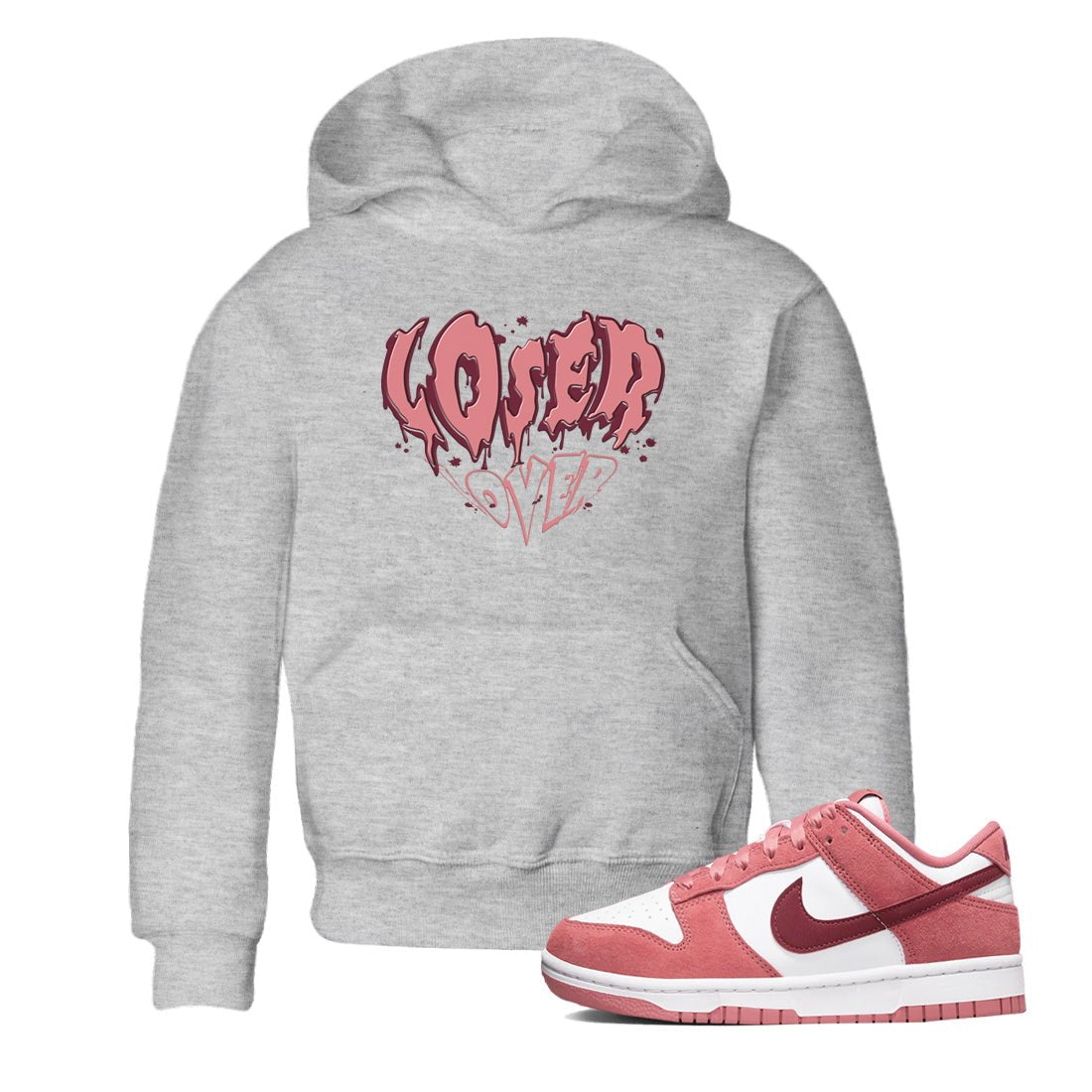 Dunk Valentine's Day shirt to match jordans Melting Loser Lover sneaker tees Dunk Low Valentines Day SNRT Sneaker release tees baby toddler Heather Grey 1 cotton Shirt