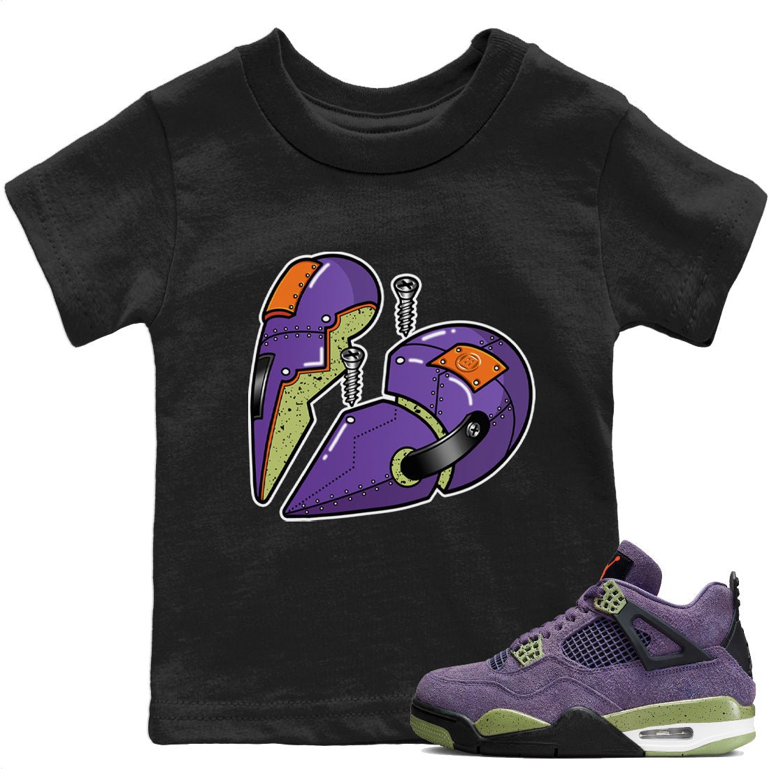 Jordan 4 Canyon Purple Sneaker Match Tees Metal Heart Sneaker Tees Jordan 4 Canyon Purple Sneaker Release Tees Kids Shirts