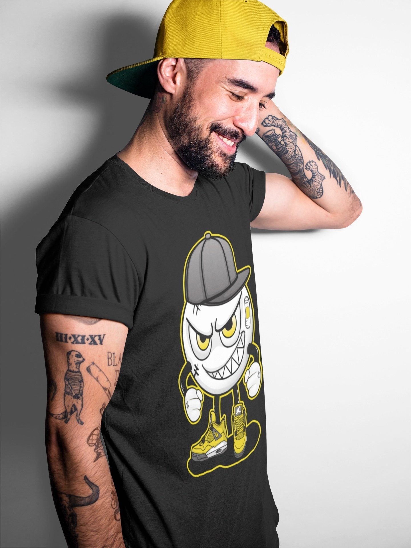 Jordan 4 Lightning Sneaker Match Tees Mischief Emoji Sneaker Tees Jordan 4 Lightning Sneaker Release Tees Unisex Shirts