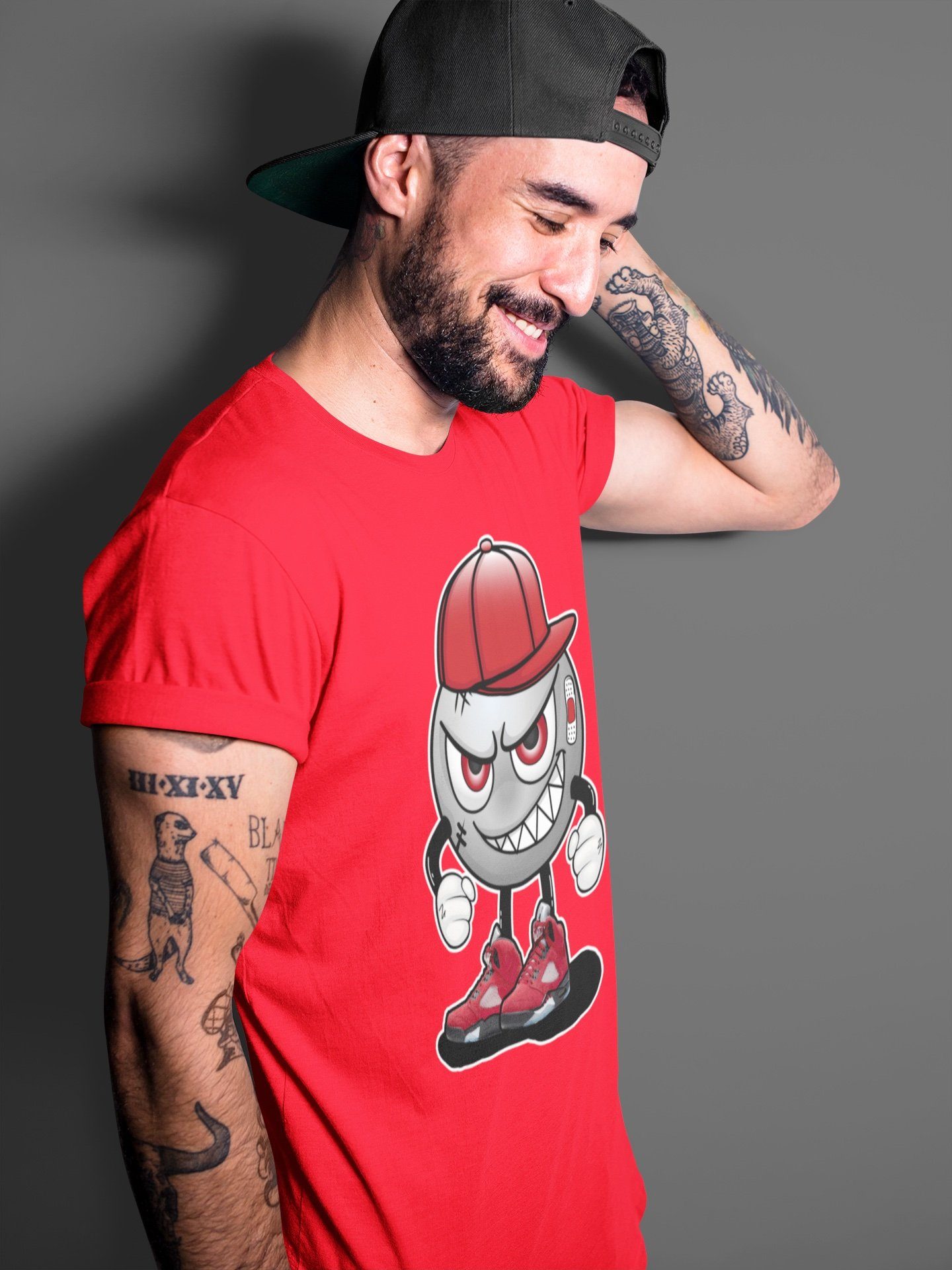 Jordan 5 Raging Bull Sneaker Match Tees Mischief Emoji Sneaker Tees Jordan 5 Raging Bull Sneaker Release Tees Unisex Shirts