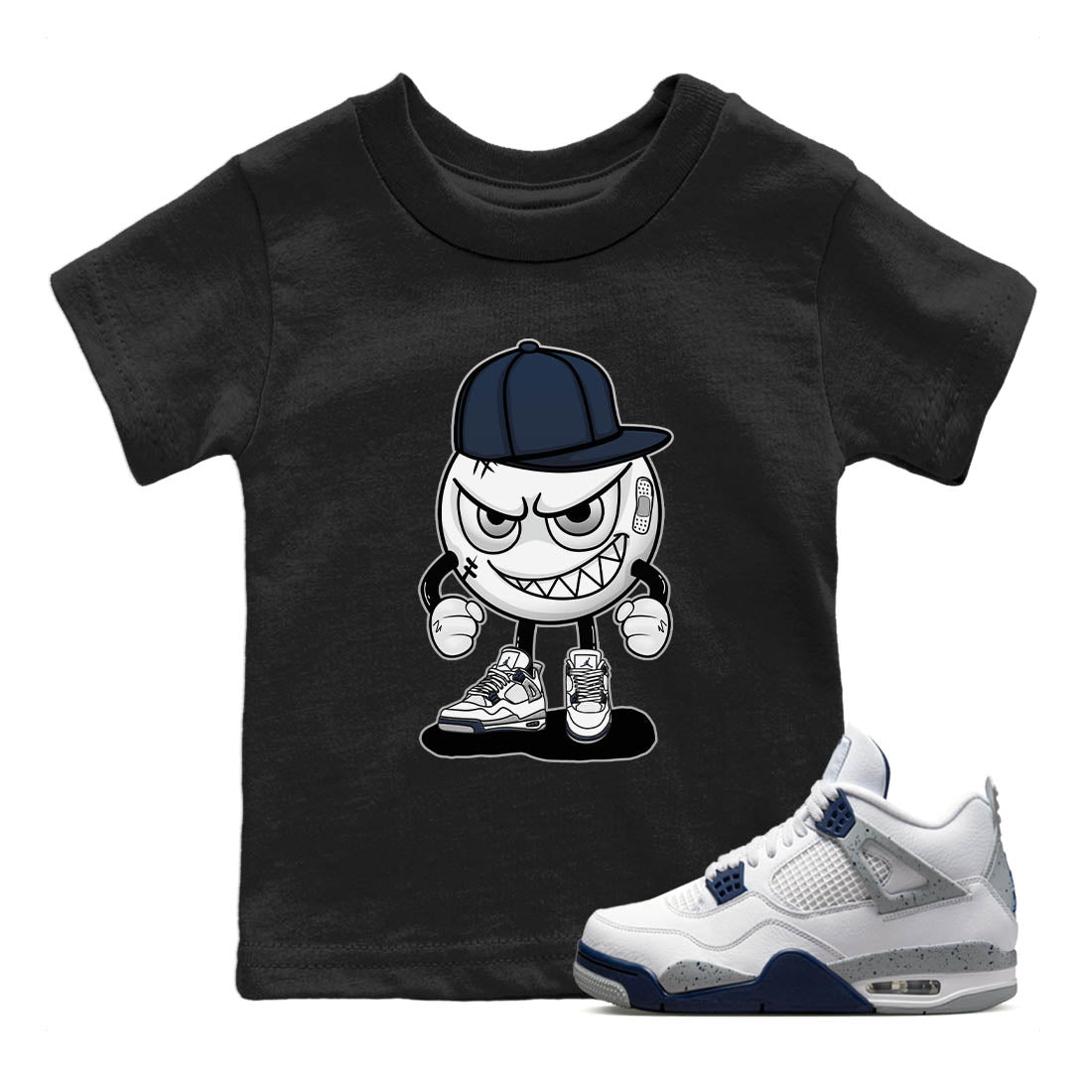 Jordan 4 Midnight Navy Sneaker Match Tees Mischief Emoji Sneaker Tees Jordan 4 Midnight Navy Sneaker Release Tees Kids Shirts