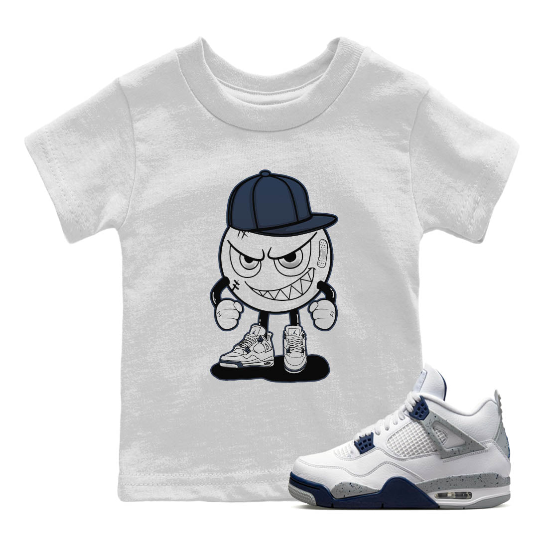Jordan 4 Midnight Navy Sneaker Match Tees Mischief Emoji Sneaker Tees Jordan 4 Midnight Navy Sneaker Release Tees Kids Shirts