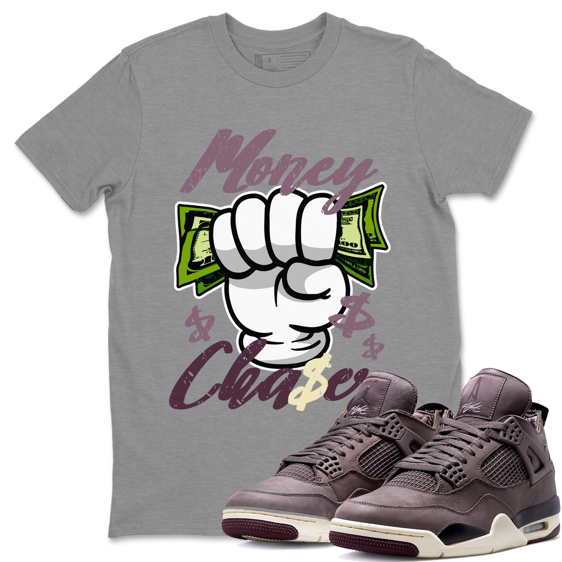 Air Jordan 4 A Ma Maniere Sneaker Match Tees Money Chaser Sneaker Tees Jordan 4 A Ma Maniere Sneaker Release Tees Unisex Shirts Heather Grey 1