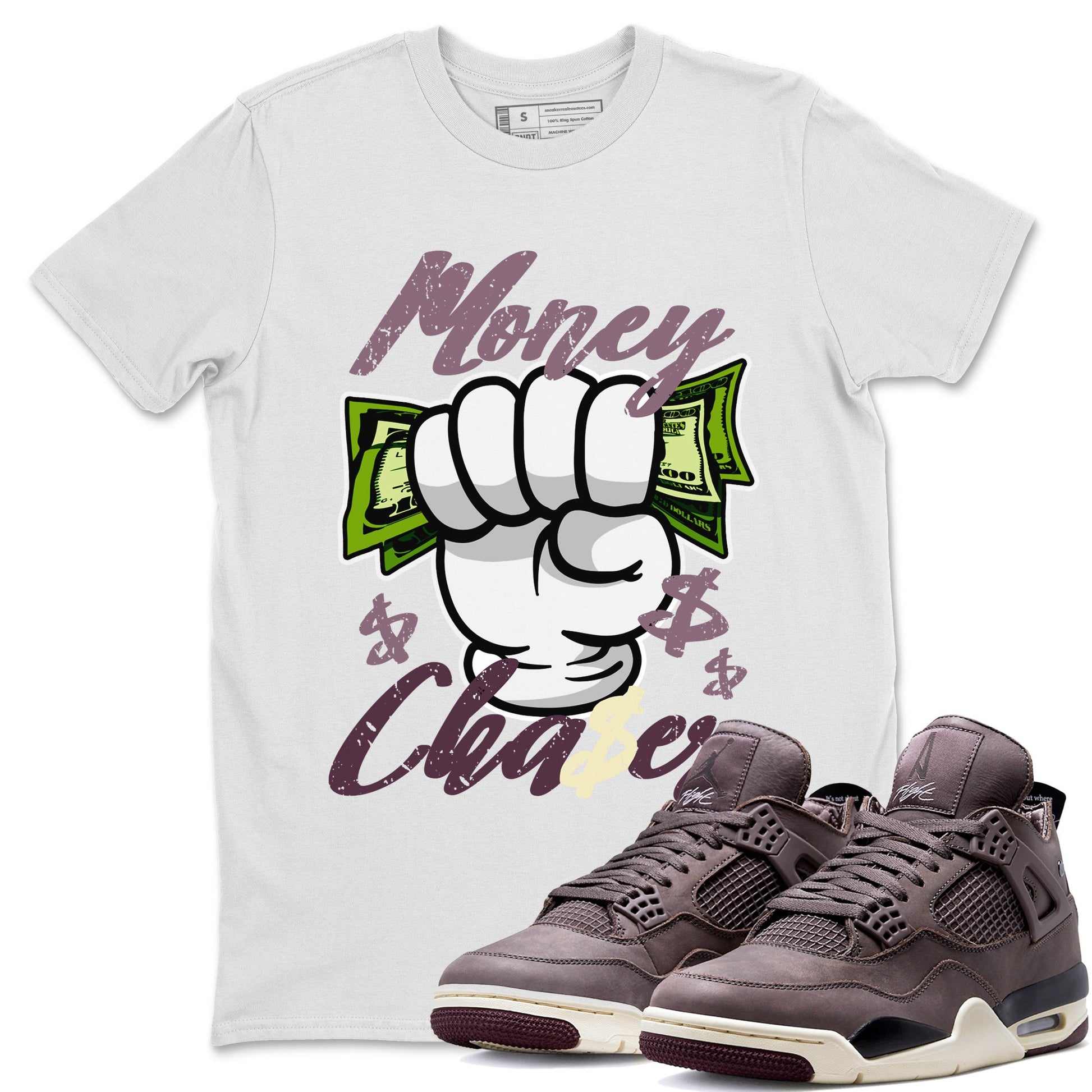 Air Jordan 4 A Ma Maniere Sneaker Match Tees Money Chaser Sneaker Tees Jordan 4 A Ma Maniere Sneaker Release Tees Unisex Shirts White 1