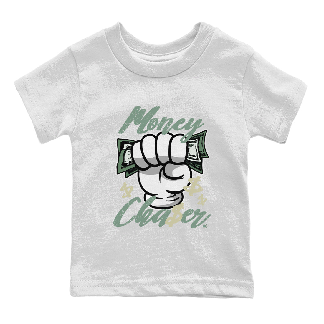 Dunk Low Mica Green Sneaker Match Tees Money Chaser Sneaker Tees Dunk Mica Green Sneaker Release Tees Kids Shirts White 2
