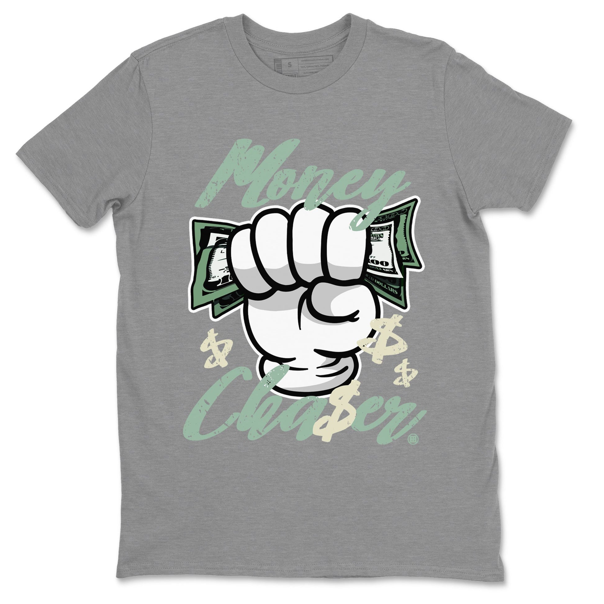 Dunk Low Mica Green Sneaker Match Tees Money Chaser Sneaker Tees Dunk Mica Green Sneaker Release Tees Unisex Shirts Heather Grey 2