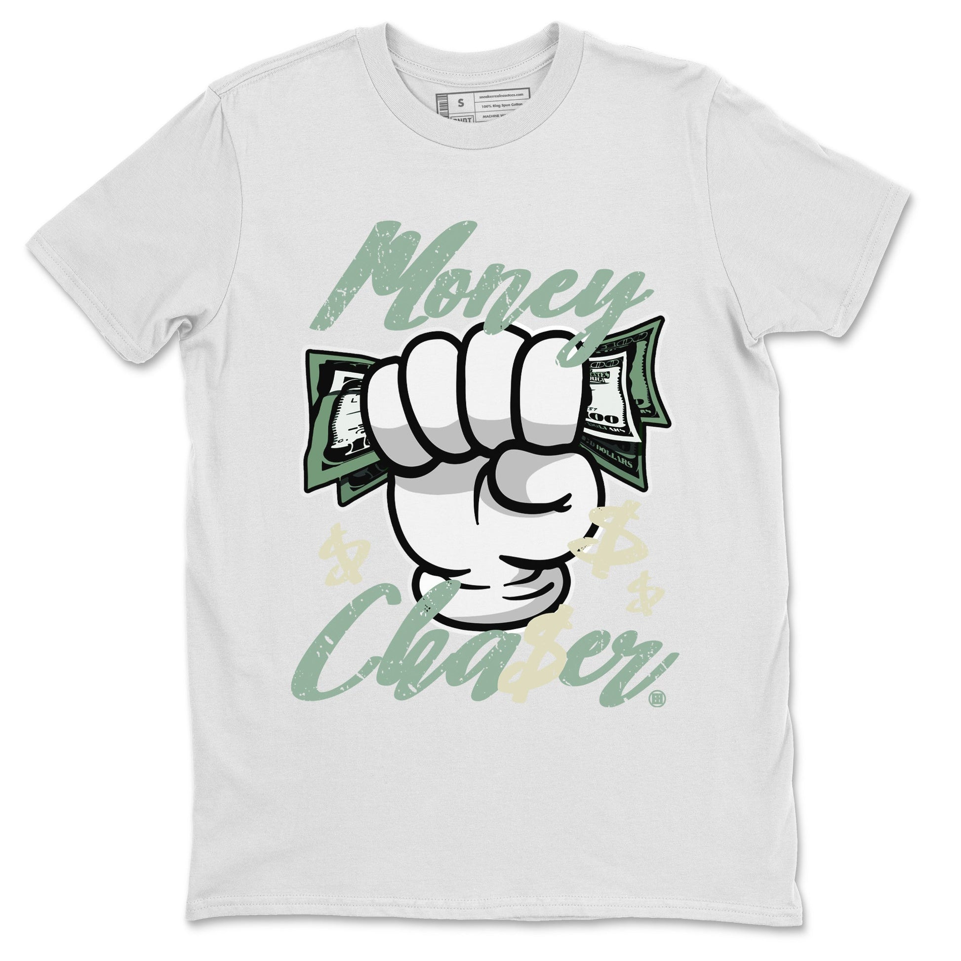 Dunk Low Mica Green Sneaker Match Tees Money Chaser Sneaker Tees Dunk Mica Green Sneaker Release Tees Unisex Shirts White 2