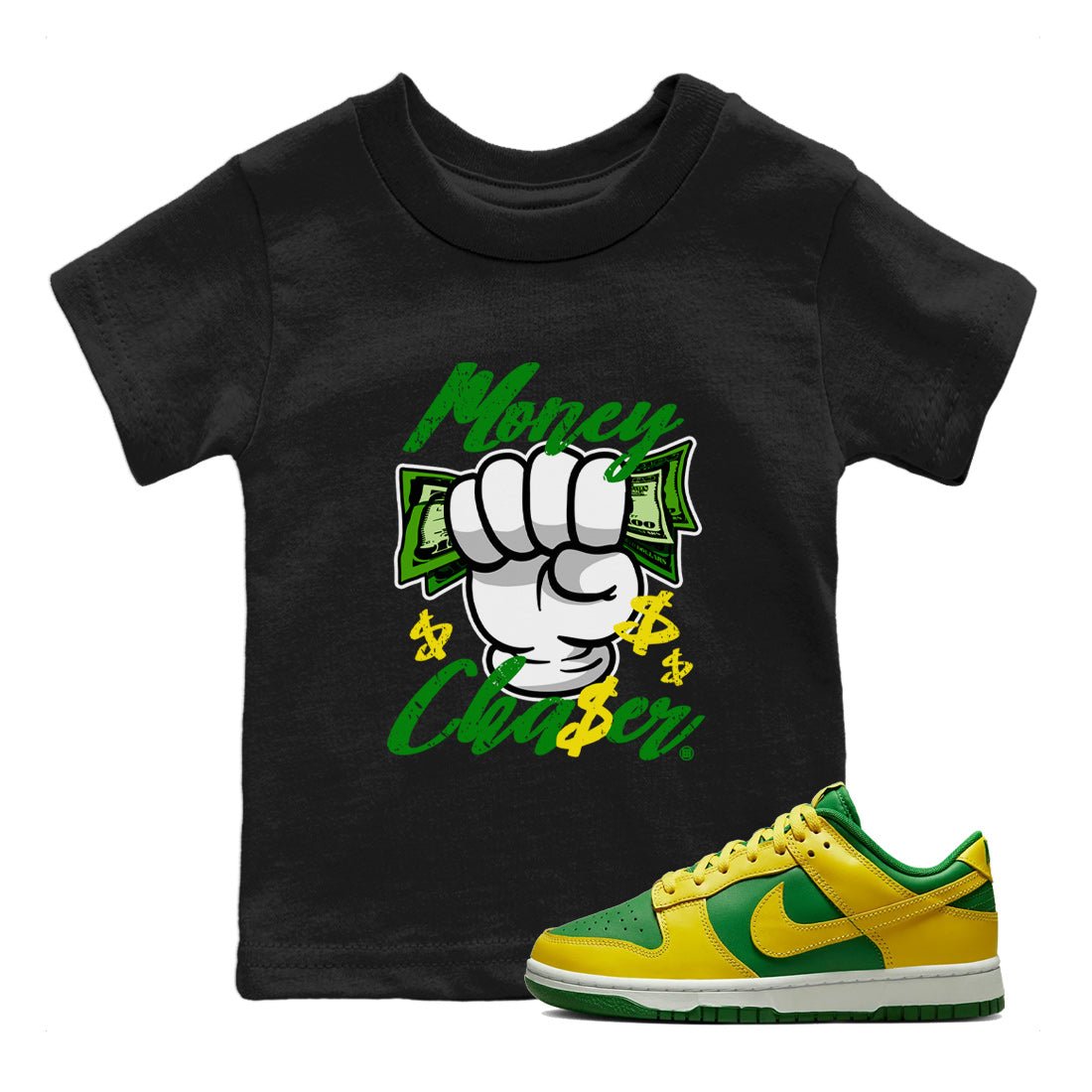 Dunk Reverse Brazil Sneaker Match Tees Money Chaser Sneaker Tees Dunk Low Reverse Brazil Sneaker Release Tees Kids Shirts Black 1