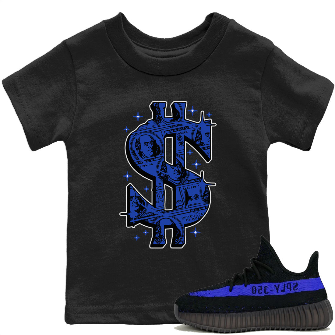 Yeezy 350 Dazzling Blue Sneaker Match Tees Money Dollar Sneaker Tees Yeezy 350 Dazzling Blue Sneaker Release Tees Kids Shirts