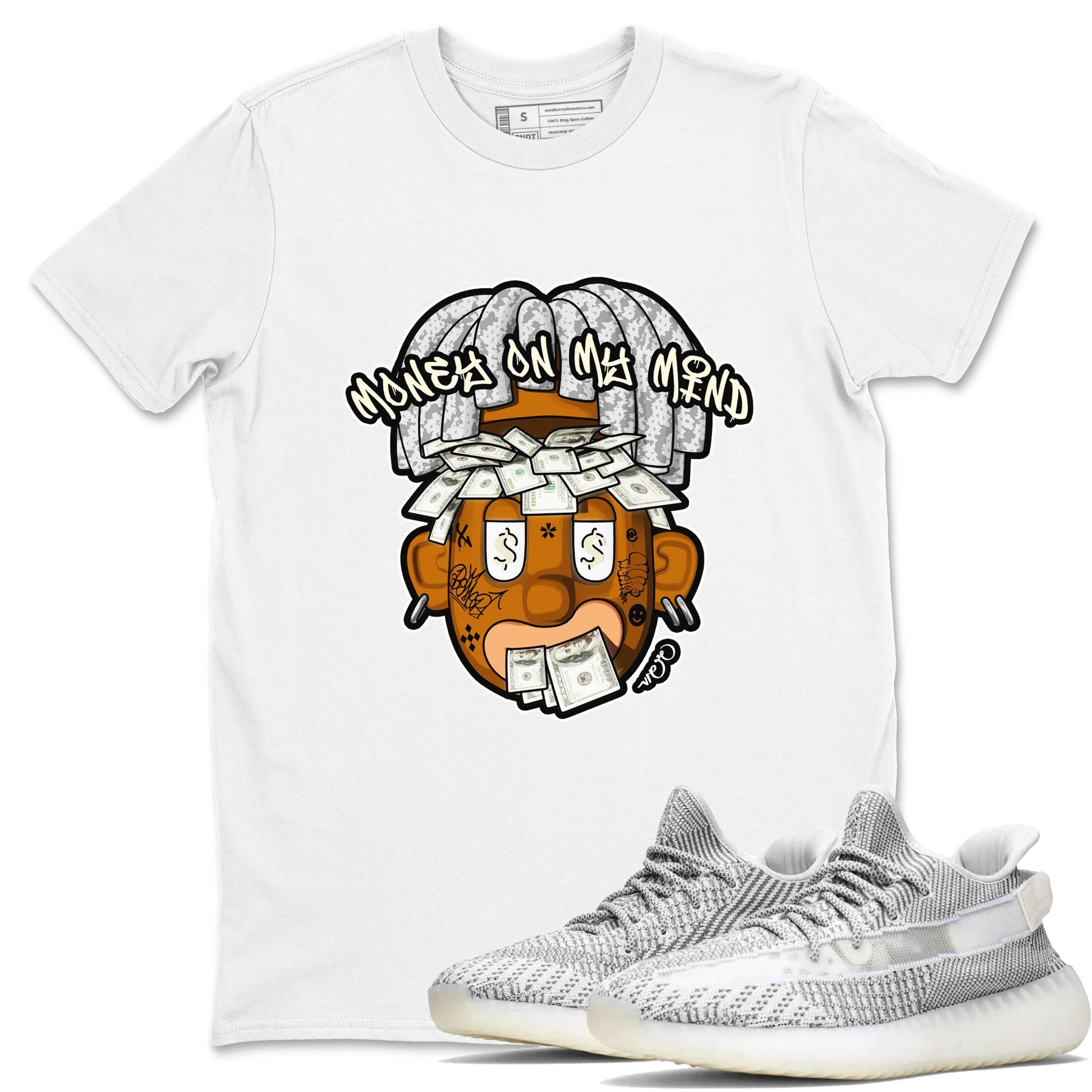 Yeezy 350 Static shirt to match jordans Money On My Mind sneaker tees Adidas Yeezy 350 Static SNRT Sneaker Release Tees Unisex White 1 T-Shirt