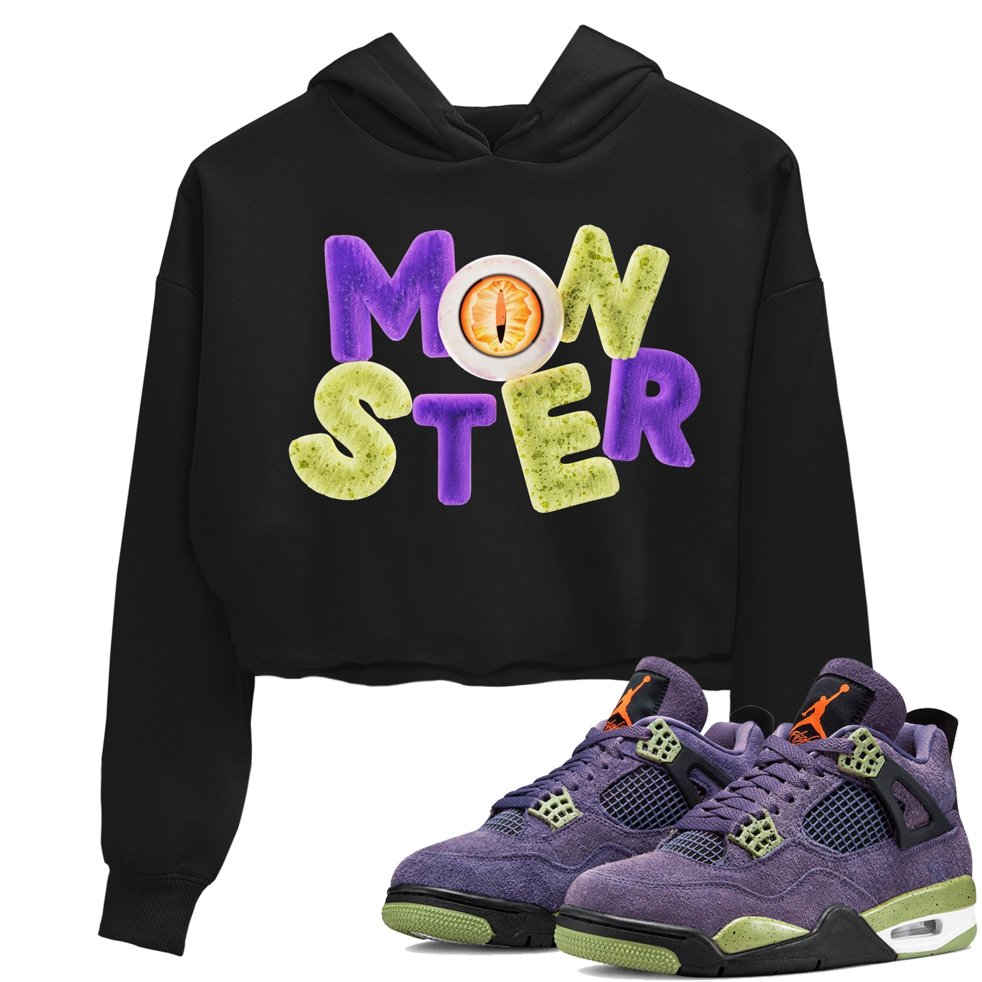 Air Jordan 4 Canyon Purple shirt to match jordans Monster sneaker tees AJ4 Canyon Purple SNRT Sneaker Release Tees Black 1 Crop T-Shirt, Halloween tshirt