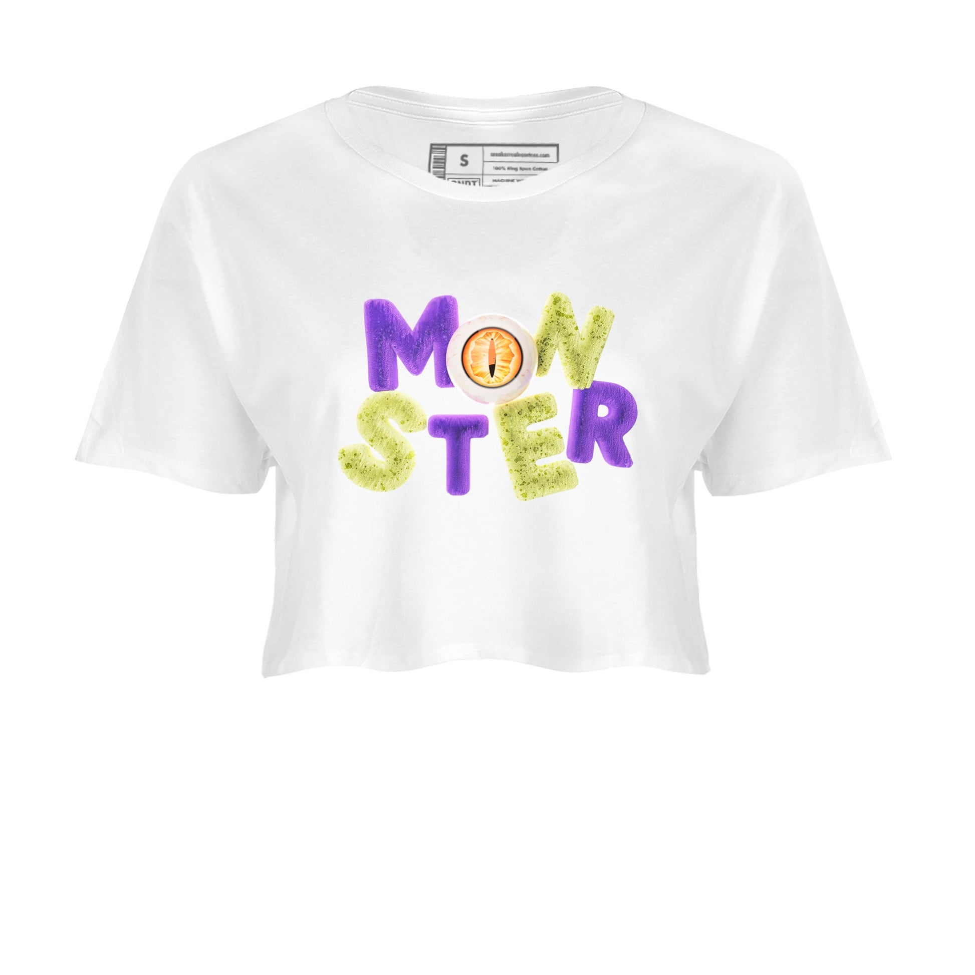 Air Jordan 4 Canyon Purple shirt to match jordans Monster sneaker tees AJ4 Canyon Purple SNRT Sneaker Release Tees White 2 Crop T-Shirt, Halloween tshirt
