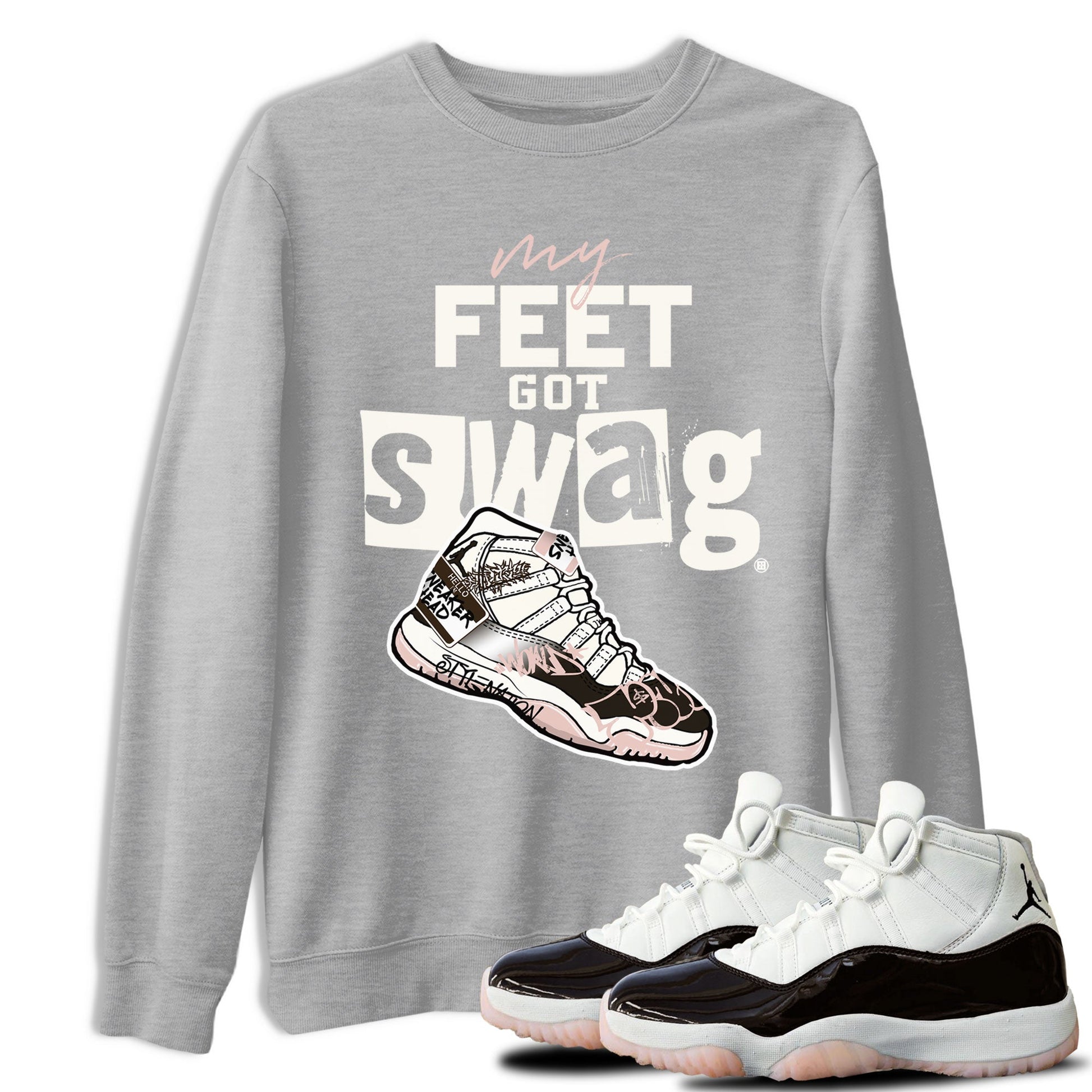 Air Jordan 11 Neapolitan shirt to match jordans My Feet Got Swag sneaker tees Air Jordan 11 Neapolitan SNRT Sneaker Release Tees Unisex Heather Grey 1 T-Shirt
