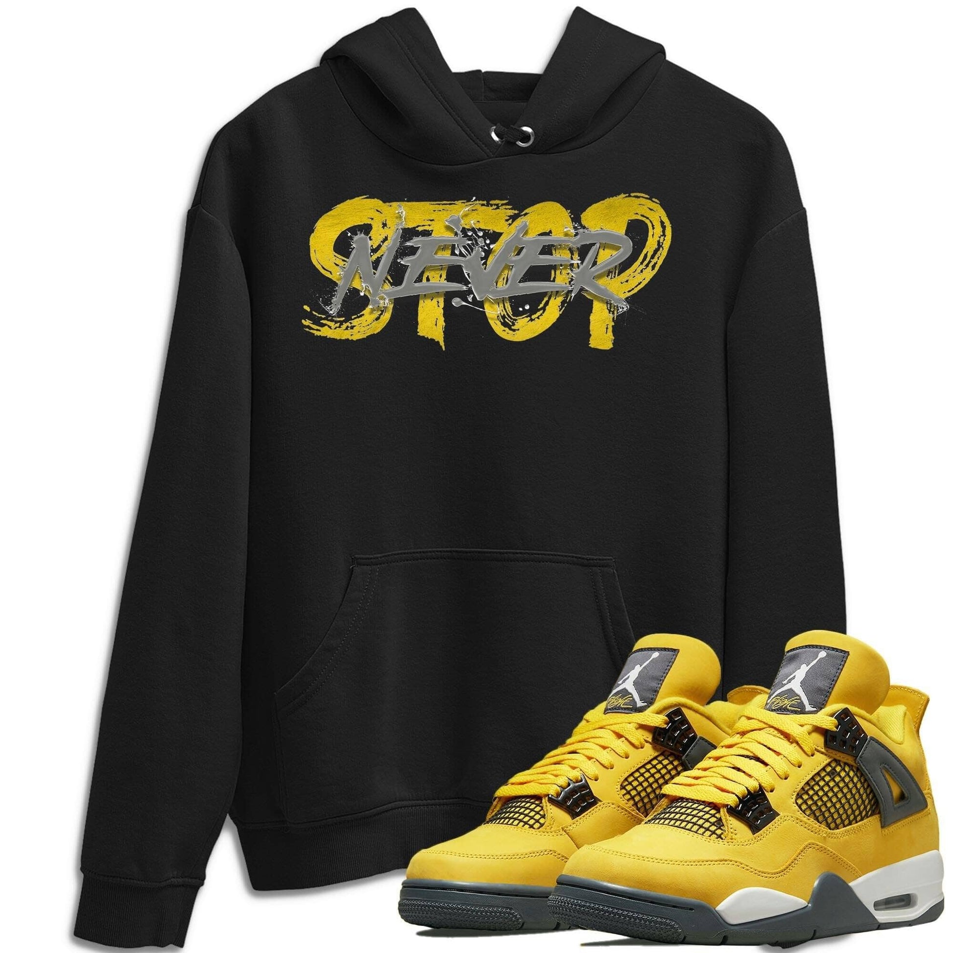 Jordan 4 Lightning Sneaker Match Tees Never Stop Sneaker Tees Jordan 4 Lightning Sneaker Release Tees Unisex Shirts