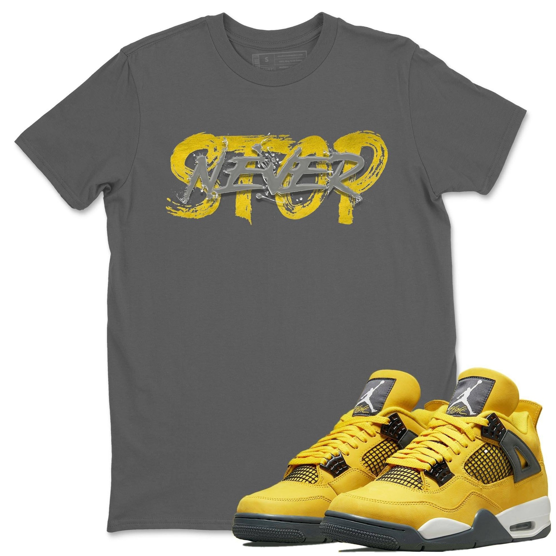 Jordan 4 Lightning Sneaker Match Tees Never Stop Sneaker Tees Jordan 4 Lightning Sneaker Release Tees Unisex Shirts