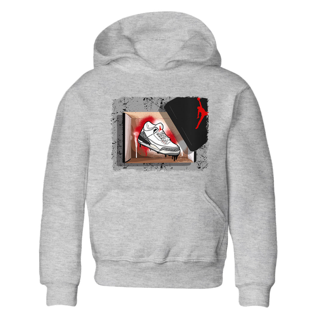 Air Jordan 3 White Cement Sneaker Match Tees New Kicks Sneaker Tees Air Jordan 3 Retro White Cement Sneaker Release Tees Kids Shirts Heather Grey 2