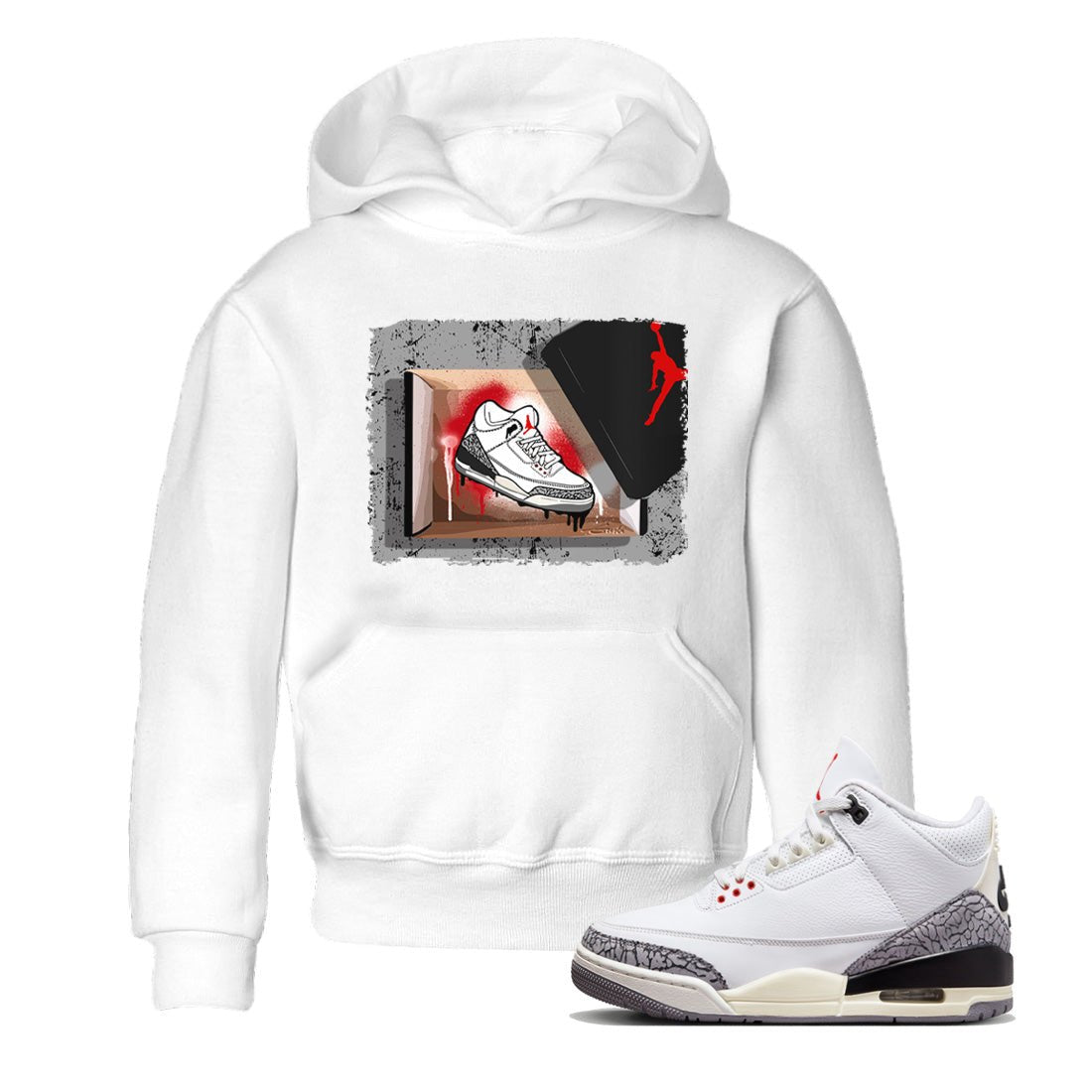 Air Jordan 3 White Cement Sneaker Match Tees New Kicks Sneaker Tees Air Jordan 3 Retro White Cement Sneaker Release Tees Kids Shirts White 1