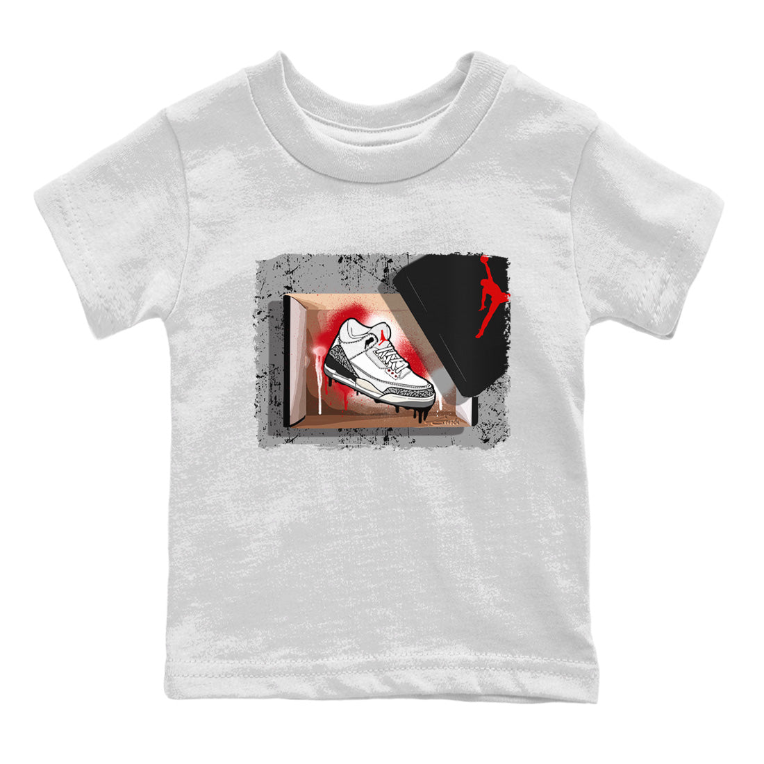 Air Jordan 3 White Cement Sneaker Match Tees New Kicks Sneaker Tees Air Jordan 3 Retro White Cement Sneaker Release Tees Kids Shirts White 2
