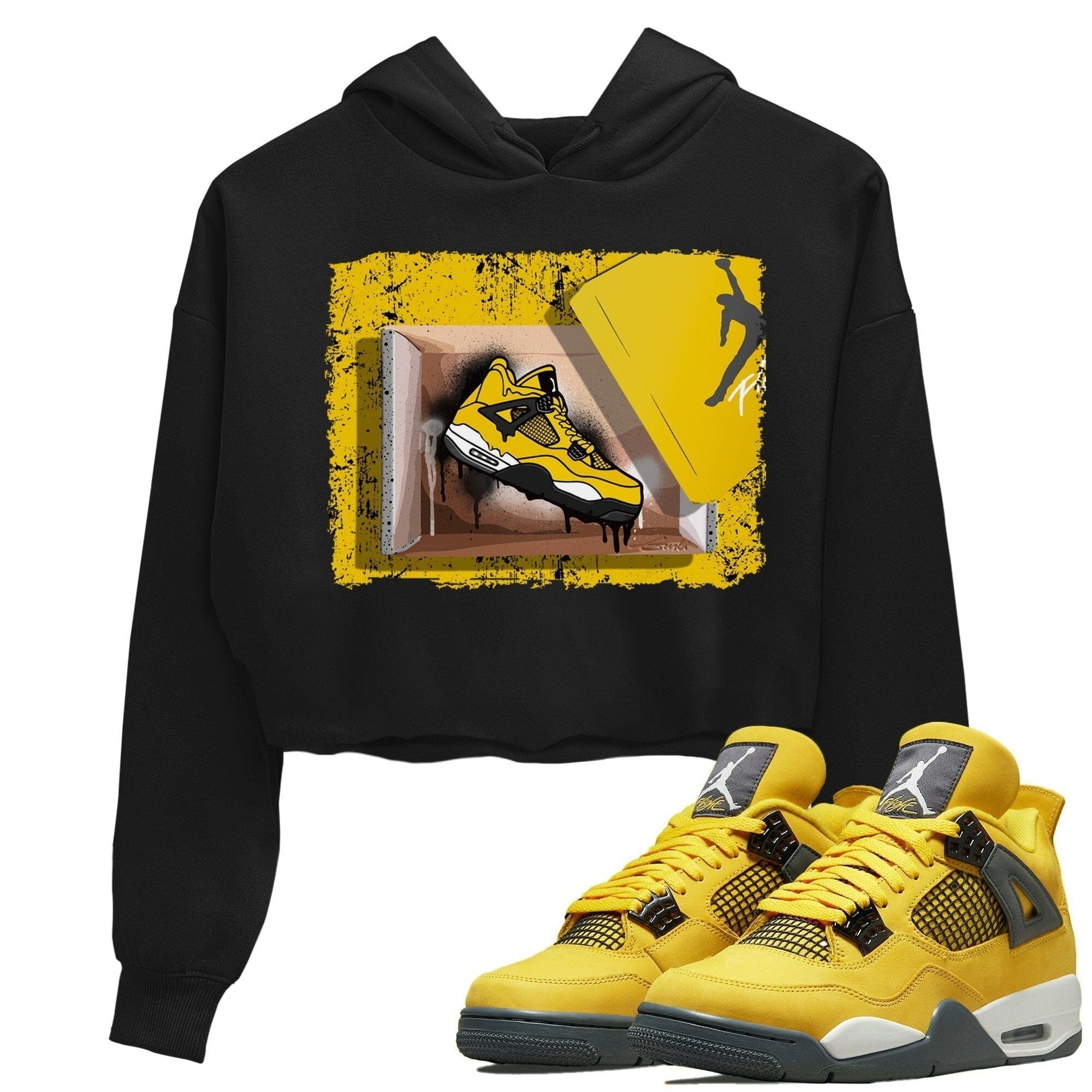 Jordan 4 Lightning Sneaker Match Tees New Kicks Sneaker Tees Jordan 4 Lightning Sneaker Release Tees Women's Shirts