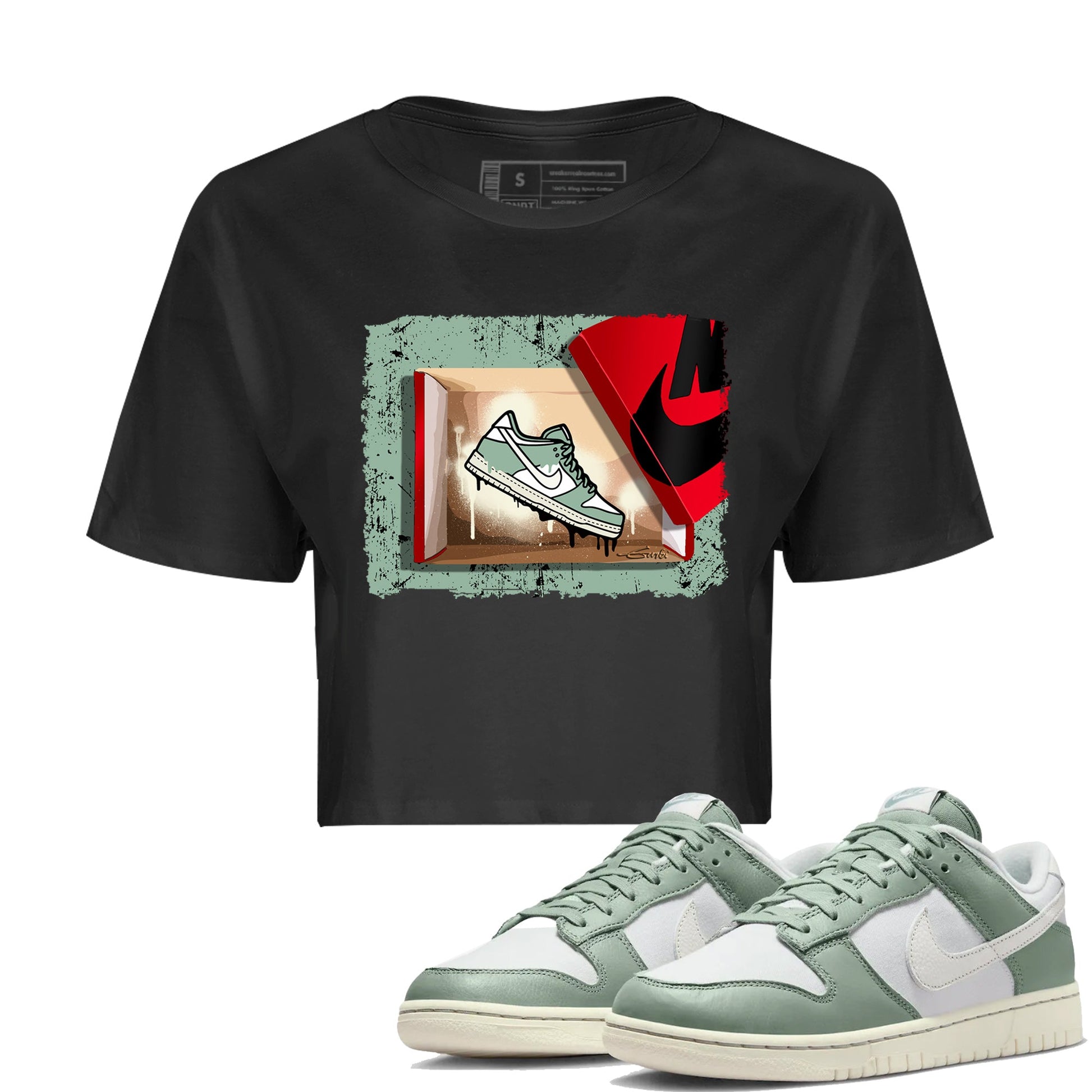 Dunk Low Mica Green Shirts New Kicks Sneaker Tees Dunk Mica Green Sneaker Release Tees Women's Shirts Black 1