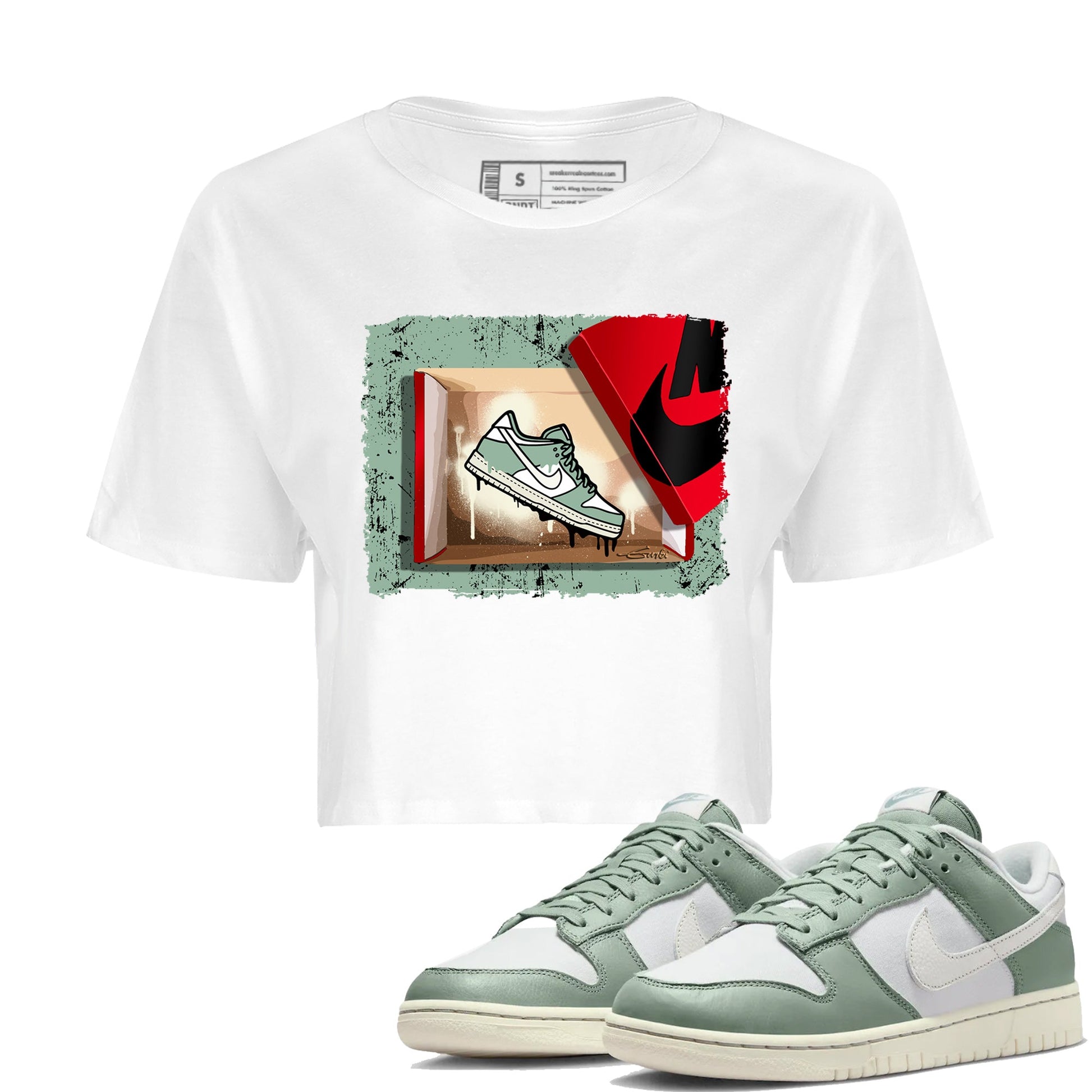 Dunk Low Mica Green Shirts New Kicks Sneaker Tees Dunk Mica Green Sneaker Release Tees Women's Shirts White 1
