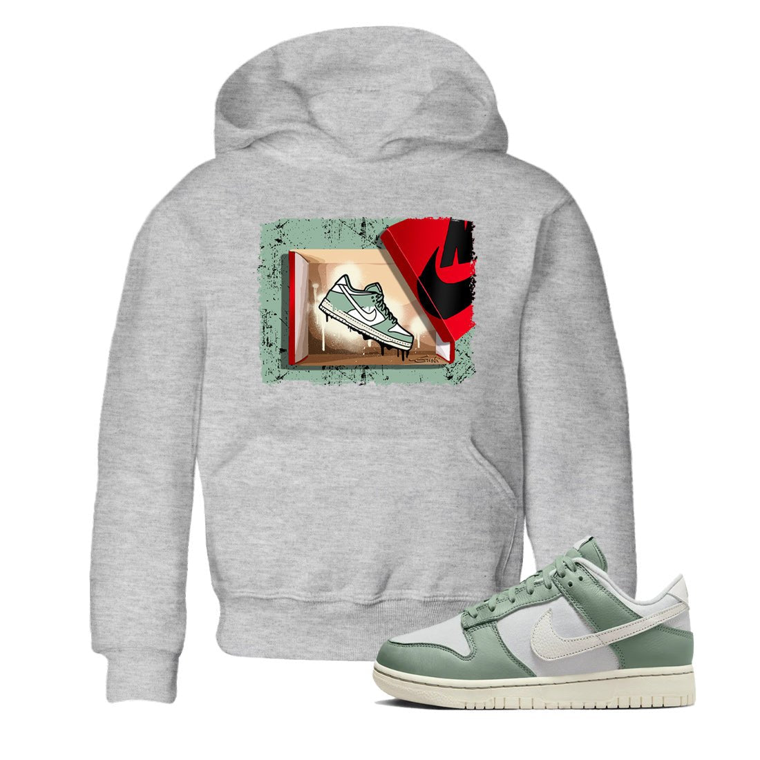 Dunk Low Mica Green Shirts New Kicks Sneaker Tees Dunk Mica Green Sneaker Release Tees Kids Shirts Heather Grey 1