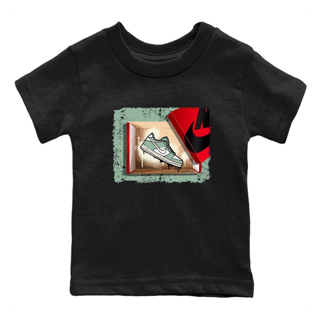 Dunk Low Mica Green Shirts New Kicks Sneaker Tees Dunk Mica Green Sneaker Release Tees Kids Shirts Black 2
