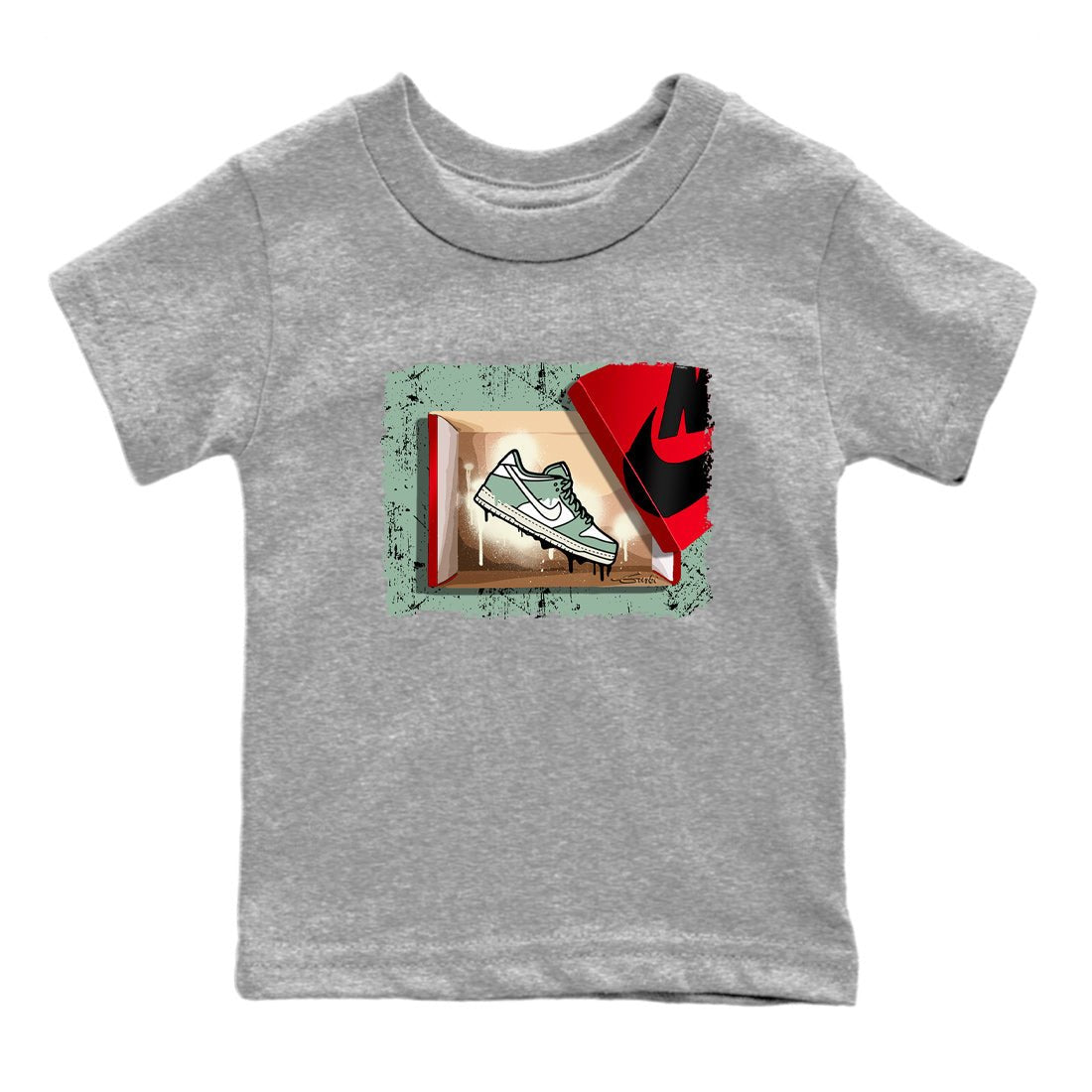 Dunk Low Mica Green Shirts New Kicks Sneaker Tees Dunk Mica Green Sneaker Release Tees Kids Shirts Heather Grey 2