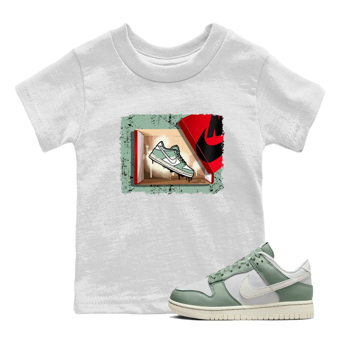 Dunk Low Mica Green Shirts New Kicks Sneaker Tees Dunk Mica Green Sneaker Release Tees Kids Shirts White 1