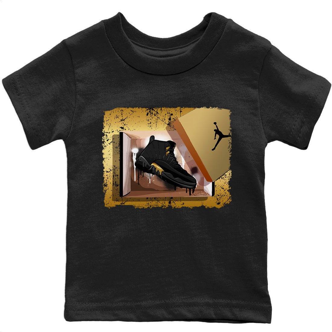 Jordan 12 Black Taxi Sneaker Match Tees New Kicks Sneaker Tees Jordan 12 Black Taxi Sneaker Release Tees Kids Shirts