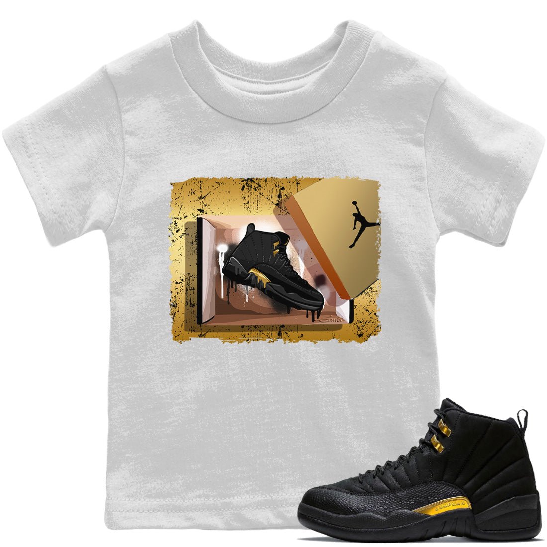 Jordan 12 Black Taxi Sneaker Match Tees New Kicks Sneaker Tees Jordan 12 Black Taxi Sneaker Release Tees Kids Shirts