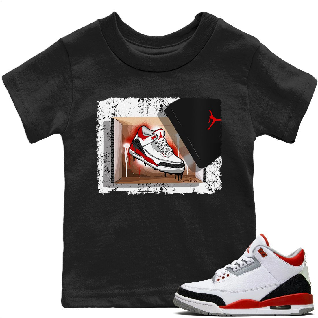 Jordan 3 Fire Red Sneaker Match Tees New Kicks Sneaker Tees Jordan 3 Fire Red Sneaker Release Tees Kids Shirts