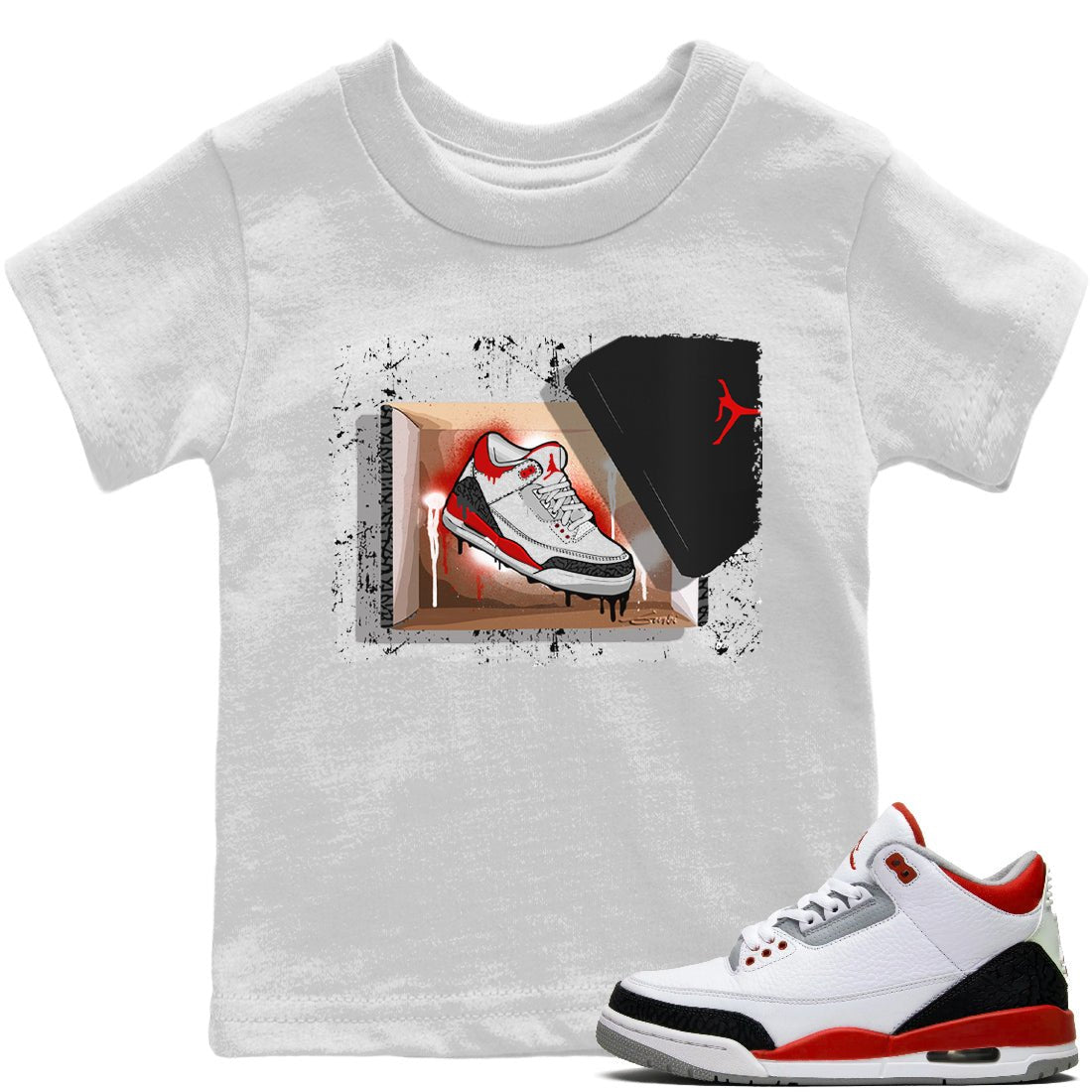 Jordan 3 Fire Red Sneaker Match Tees New Kicks Sneaker Tees Jordan 3 Fire Red Sneaker Release Tees Kids Shirts
