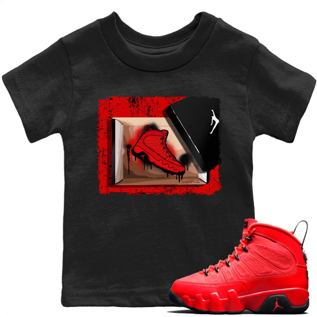Jordan 9 Chile Red Sneaker Match Tees New Kicks Sneaker Tees Jordan 9 Chile Red Sneaker Release Tees Kids Shirts