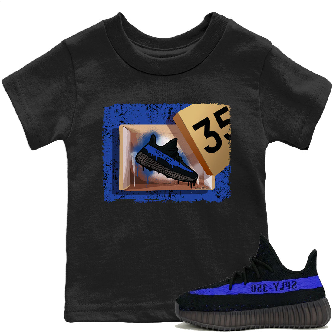 Yeezy 350 Dazzling Blue Sneaker Match Tees New Kicks Sneaker Tees Yeezy 350 Dazzling Blue Sneaker Release Tees Kids Shirts