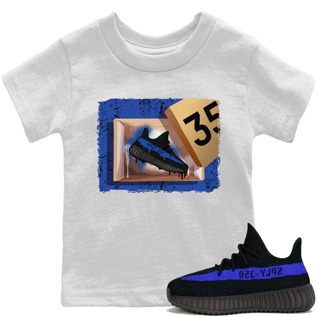 Yeezy 350 Dazzling Blue Sneaker Match Tees New Kicks Sneaker Tees Yeezy 350 Dazzling Blue Sneaker Release Tees Kids Shirts