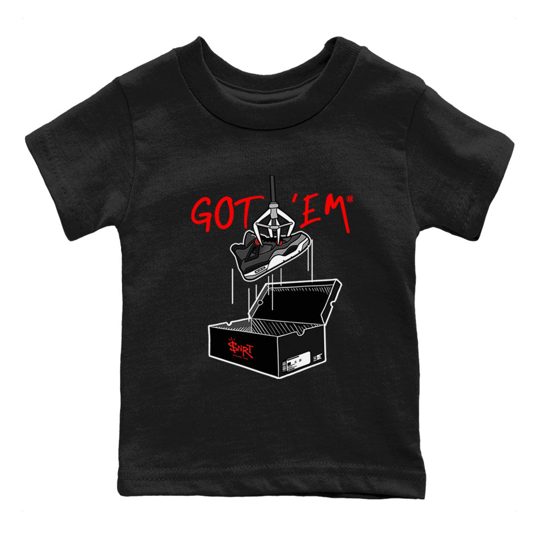Air Jordan 4 Infrared shirt to match jordans New Treasure Hunter sneaker tees Air Jordan 4 Retro Infrared SNRT sneaker release tees baby toddler Black 2 cotton Shirt