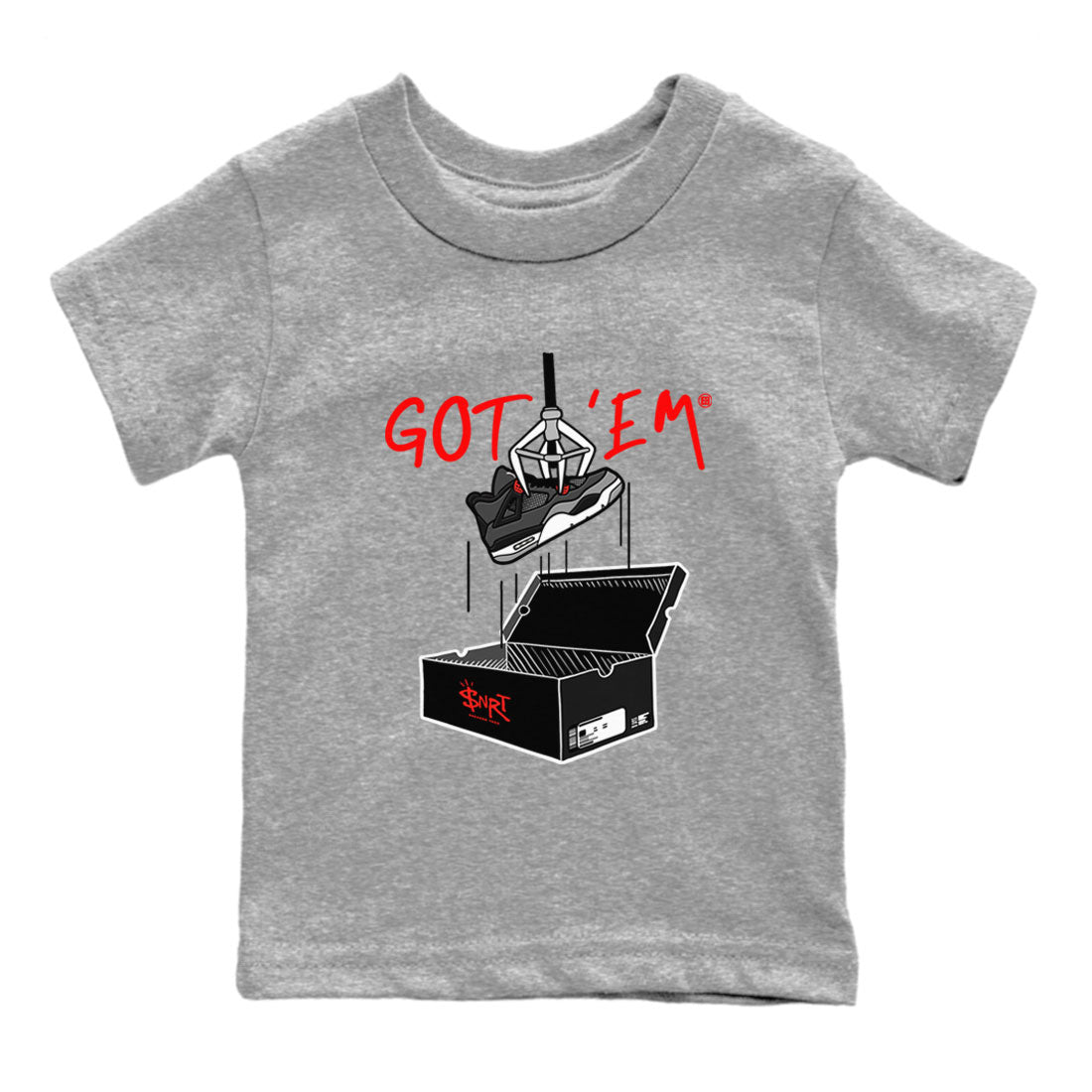 Air Jordan 4 Infrared shirt to match jordans New Treasure Hunter sneaker tees Air Jordan 4 Retro Infrared SNRT sneaker release tees baby toddler Heather Grey 2 cotton Shirt
