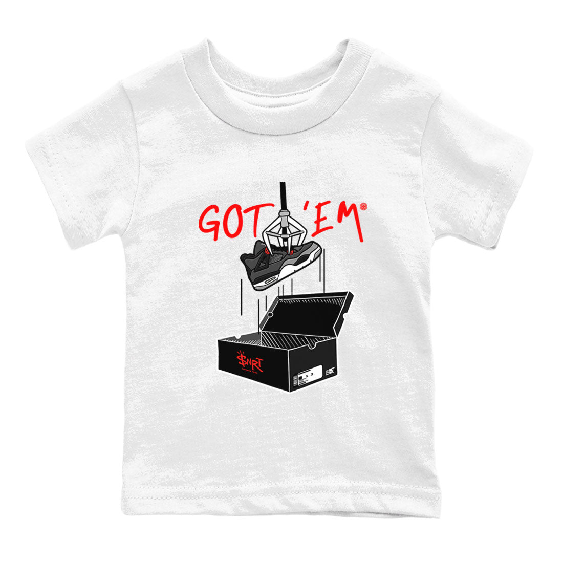 Air Jordan 4 Infrared shirt to match jordans New Treasure Hunter sneaker tees Air Jordan 4 Retro Infrared SNRT sneaker release tees baby toddler White 2 cotton Shirt