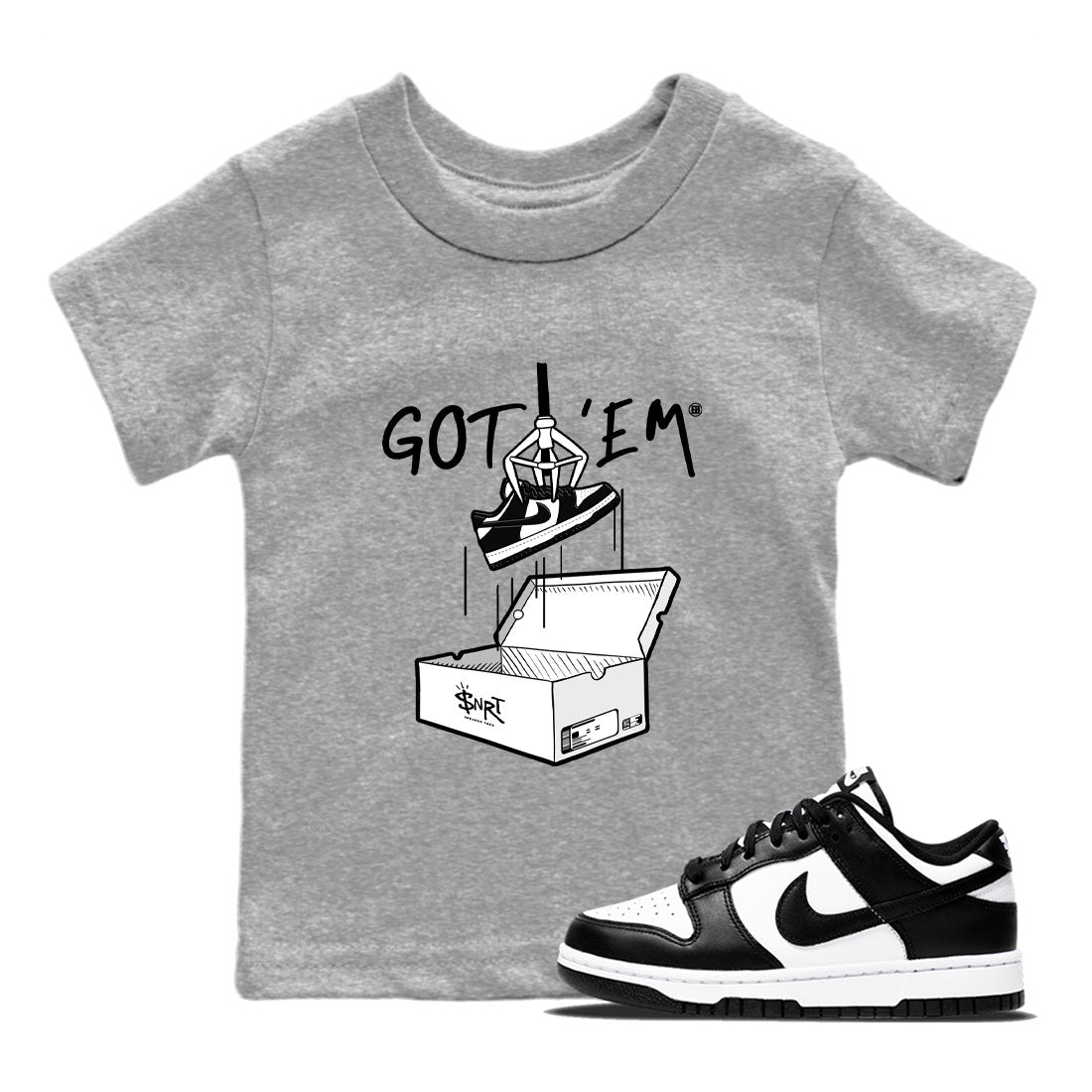 Dunk Low Panda shirt to match jordans New Treasure Hunter sneaker tees Dunk Panda SNRT sneaker release tees baby toddler Heather Grey 1 cotton Shirt