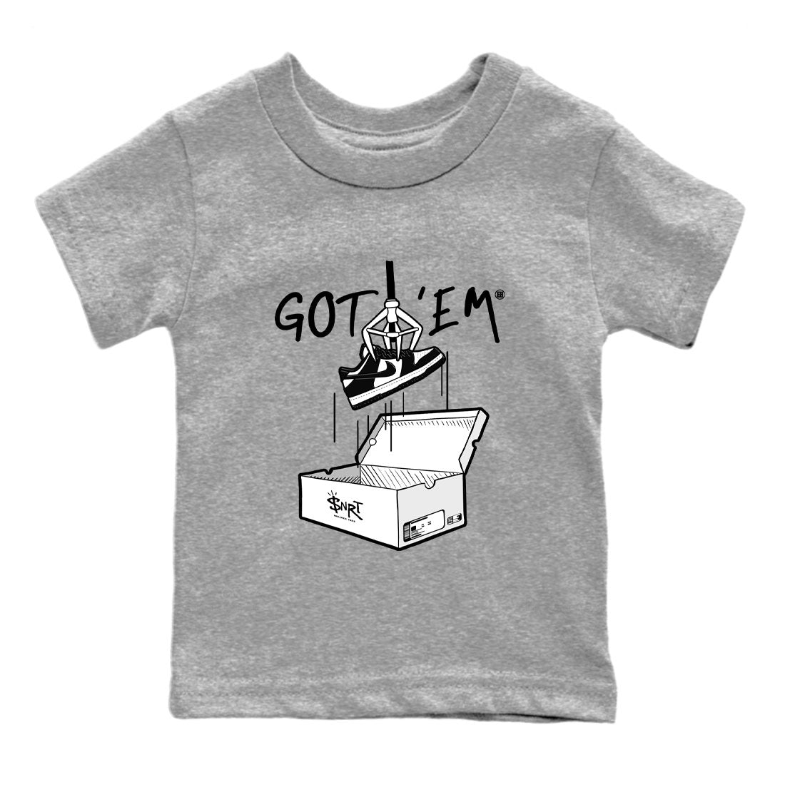 Dunk Low Panda shirt to match jordans New Treasure Hunter sneaker tees Dunk Panda SNRT sneaker release tees baby toddler Heather Grey 2 cotton Shirt