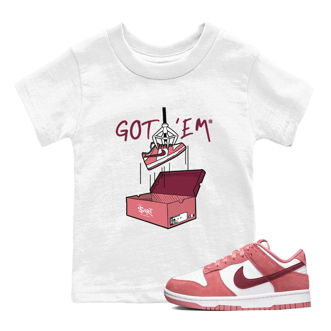Dunk Valentine's Day shirt to match jordans New Treasure Hunter sneaker tees Dunk Valentines Day SNRT sneaker release tees baby toddler White 1 cotton Shirt