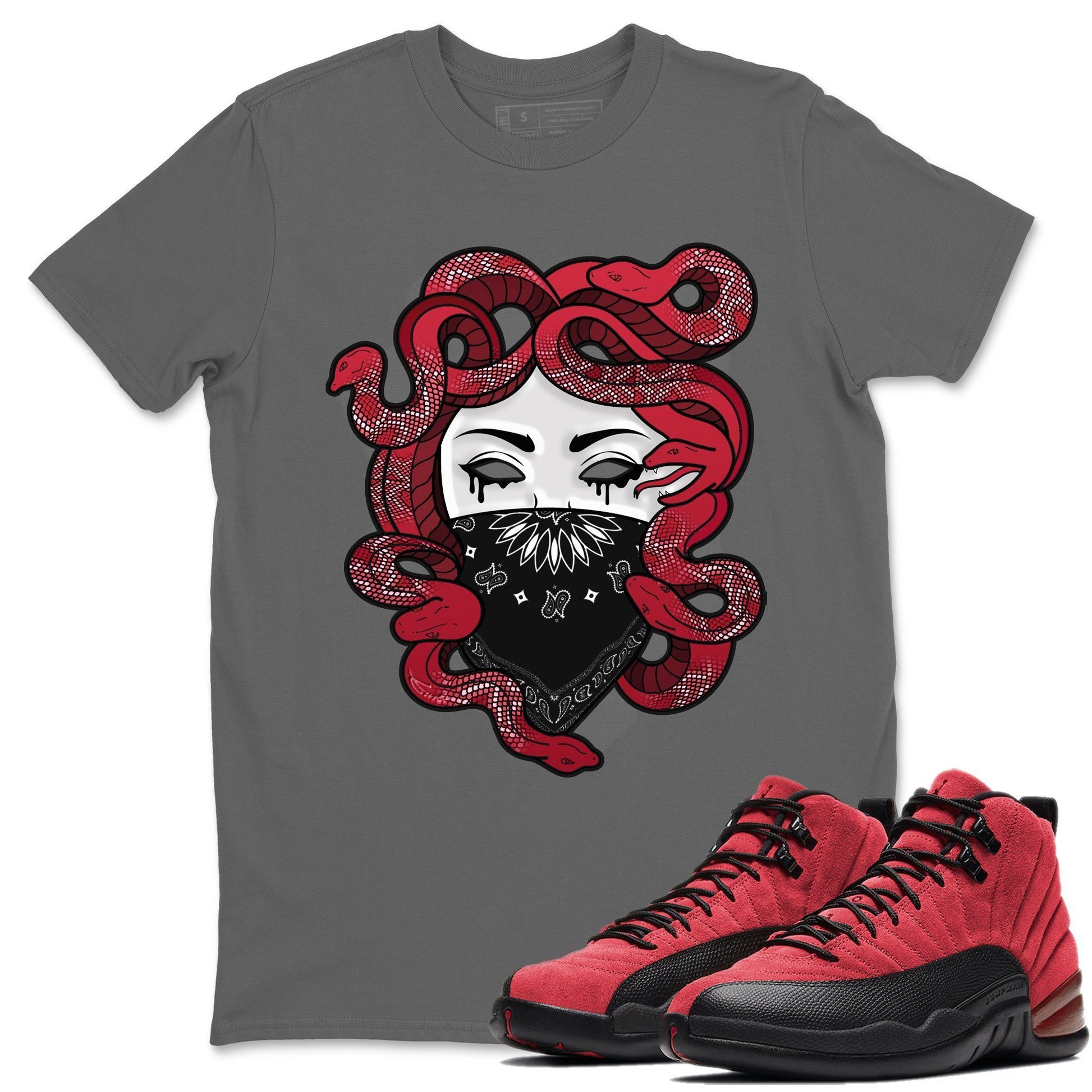 Jordan 12 Reverse Flu Game Sneaker Match Tees Medusa Sneaker Tees Jordan 12 Reverse Flu Game Sneaker Release Tees Unisex Shirts