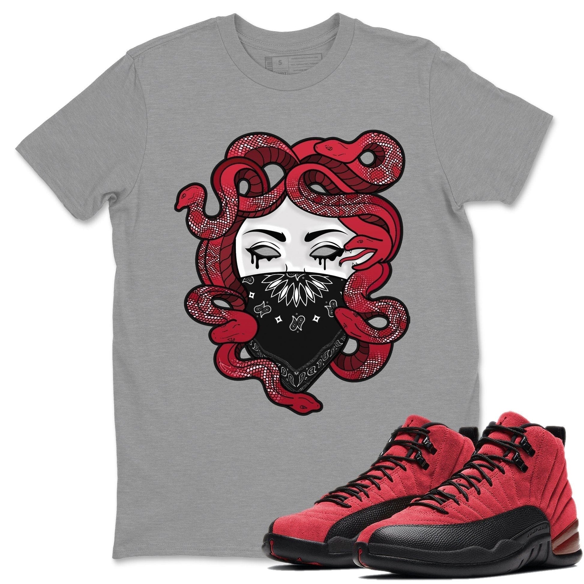 Jordan 12 Reverse Flu Game Sneaker Match Tees Medusa Sneaker Tees Jordan 12 Reverse Flu Game Sneaker Release Tees Unisex Shirts