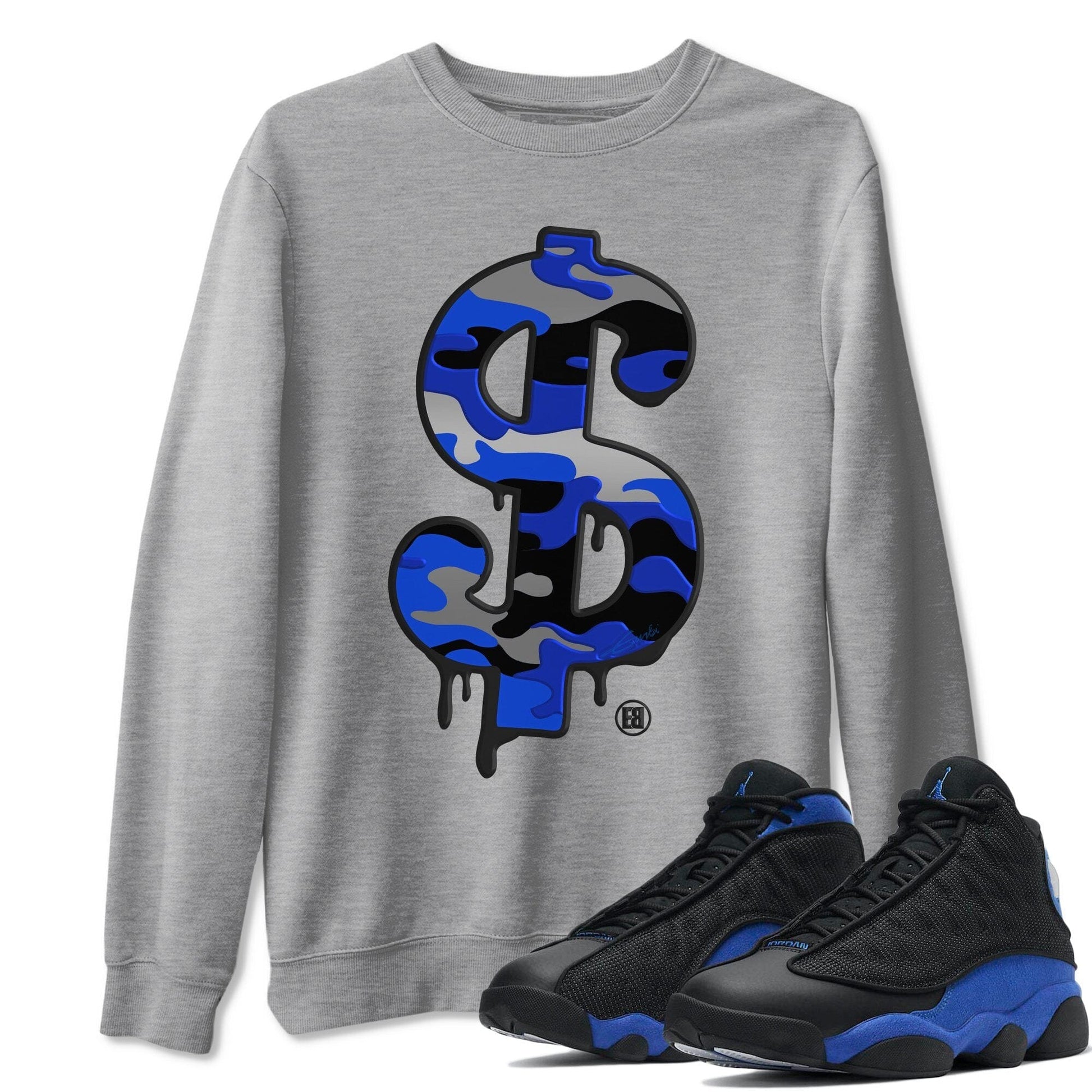 Jordan 13 Hyper Royal Sneaker Match Tees Dollar Camo Sneaker Tees Jordan 13 Hyper Royal Sneaker Release Tees Unisex Shirts