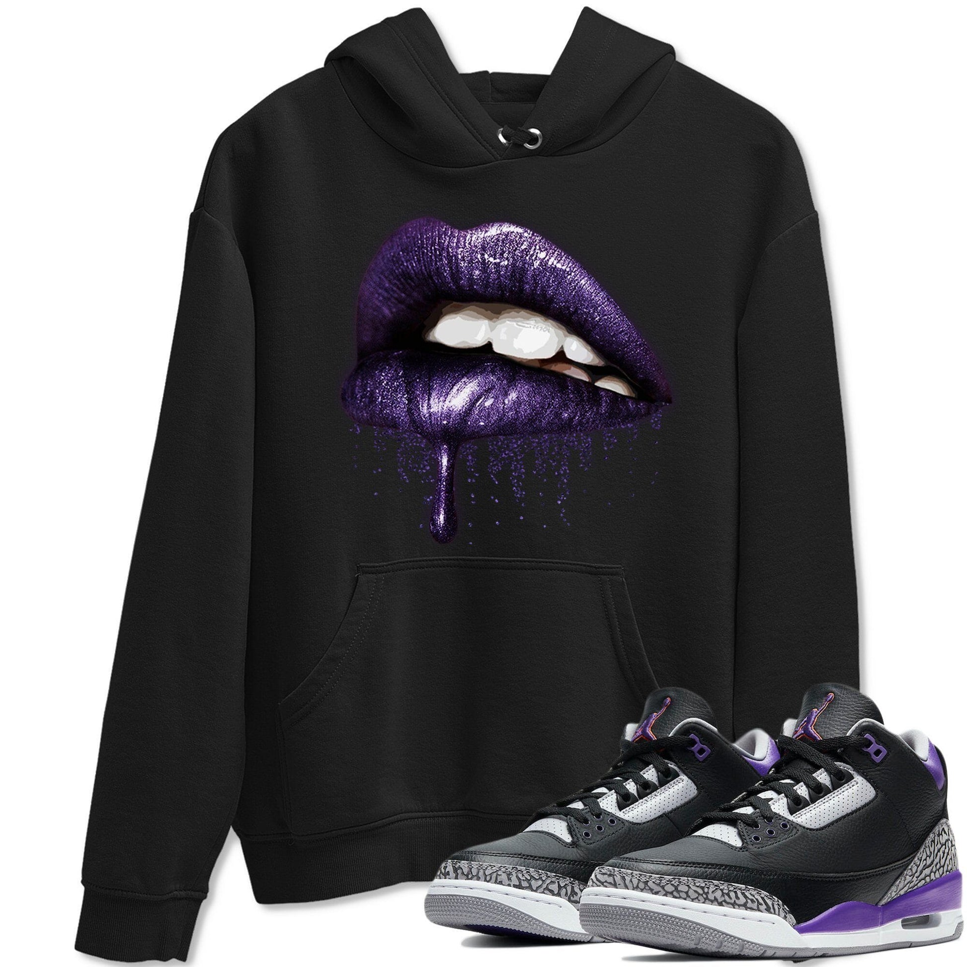 Jordan 3 Court Purple Sneaker Match Tees Dripping Lips Sneaker Tees Jordan 3 Court Purple Sneaker Release Tees Unisex Shirts