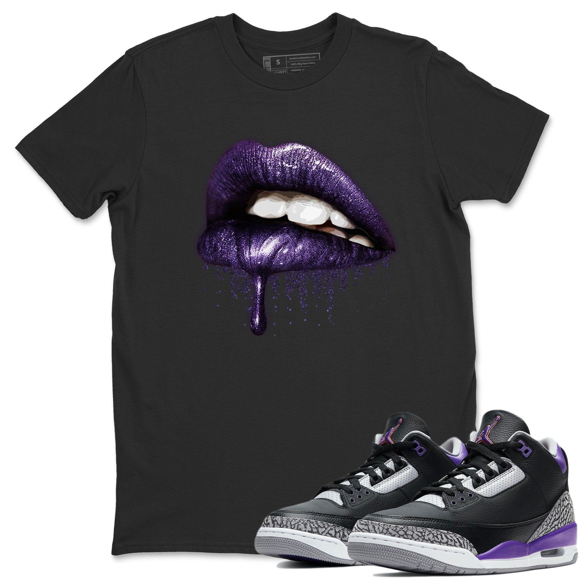 Jordan 3 Court Purple Sneaker Match Tees Dripping Lips Sneaker Tees Jordan 3 Court Purple Sneaker Release Tees Unisex Shirts