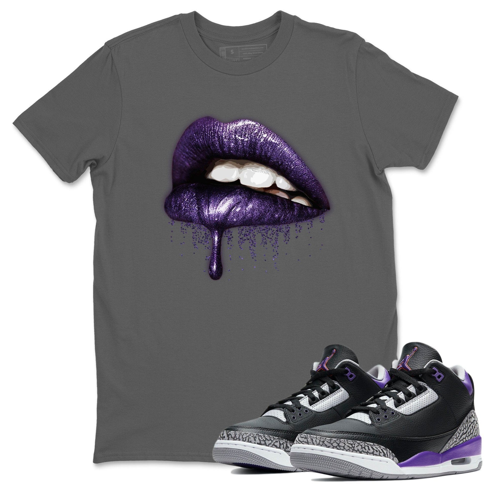 Jordan 3 Court Purple Sneaker Match Tees Dripping Lips Sneaker Tees Jordan 3 Court Purple Sneaker Release Tees Unisex Shirts